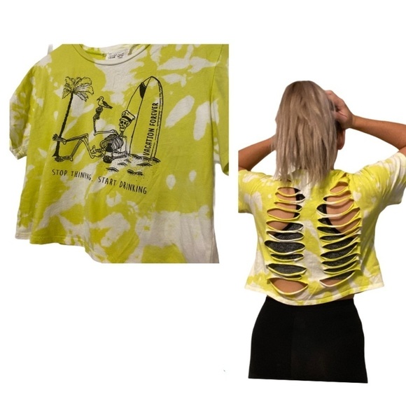 Pastry Tops - Upcycled Crop day drinking crop T Shirt small